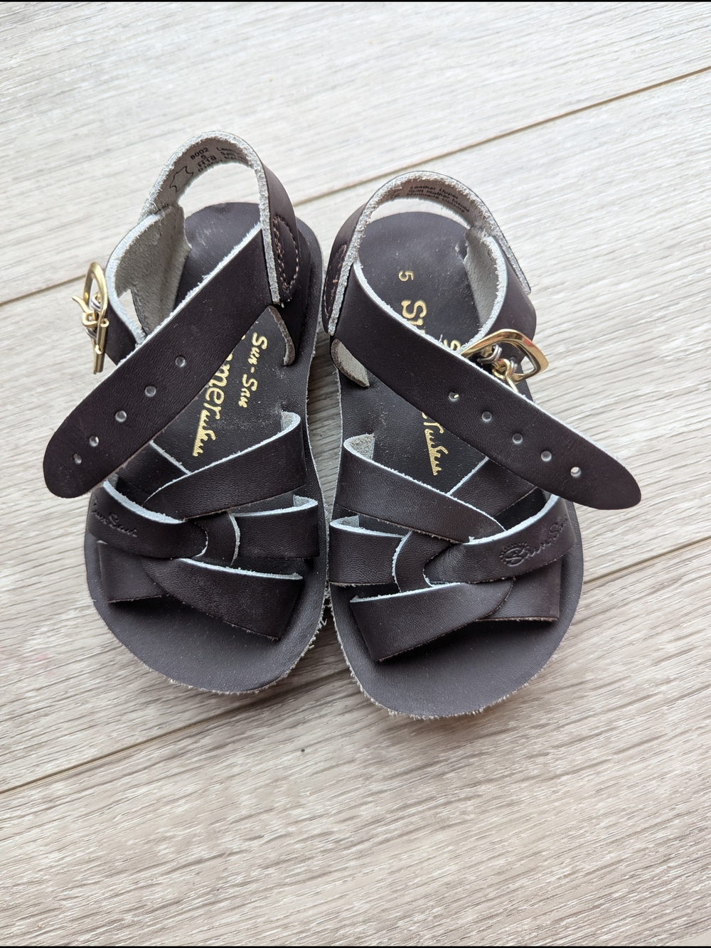 Salt Water Kids Brown Sandals - Adjustable Bucklebsuze 5